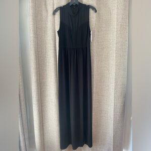 BCBGeneration Black Sleeveless Sheer Top Evening Dress with slit